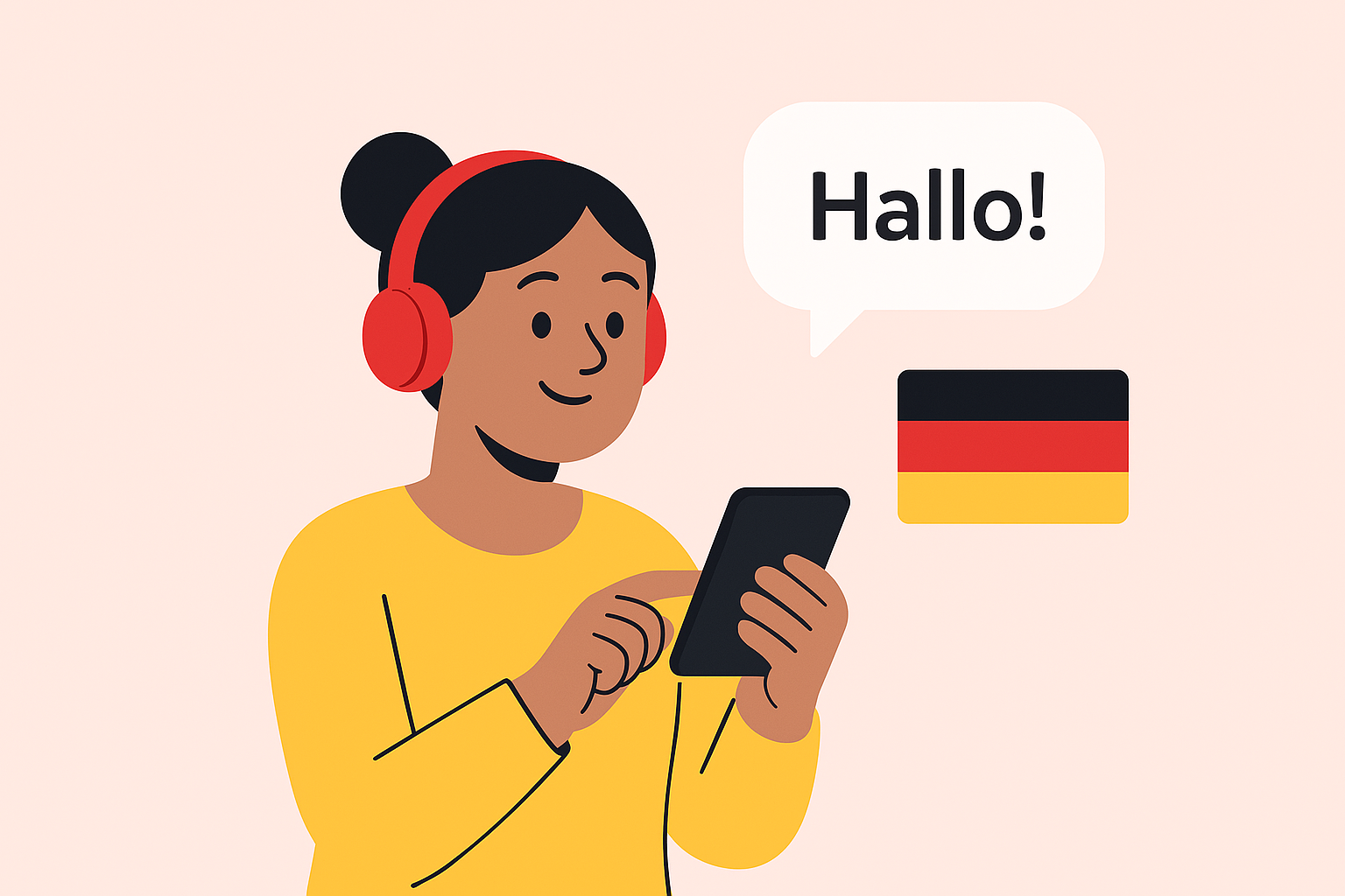 Person learning German with InstaDeutsch app
